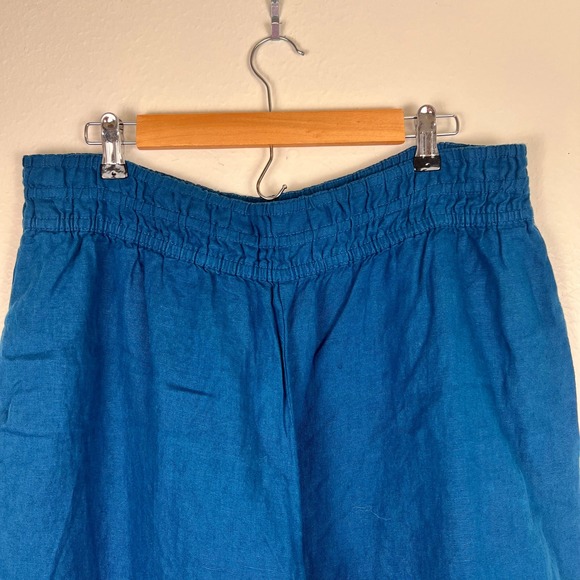 Anthropologie Linen Extra Wide Leg Lounge Pants XL NWT Boho Earthy Beach Blue - Picture 5 of 13
